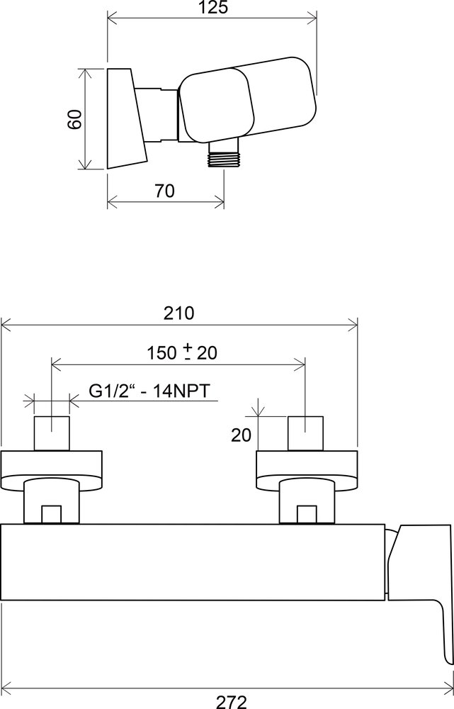 Смеситель для душа 10° Ravak TD 032.00/150 мм купить в интернет-магазине сантехники Sanbest